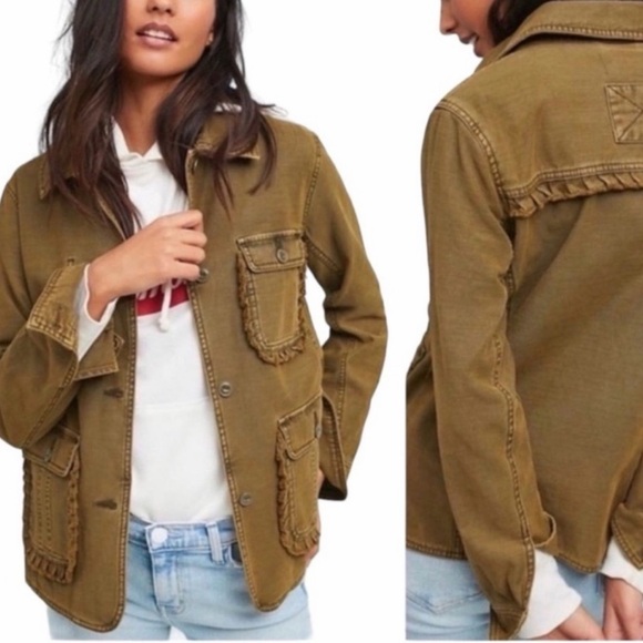 Anthropologie Ruffled Utility Jacket - Picture 1 of 6